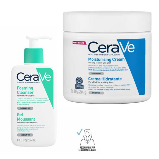 CeraVe Foaming Cleanser - Gentle Oil Control & Skin Refreshment + CeraVe Moisturizing Cream